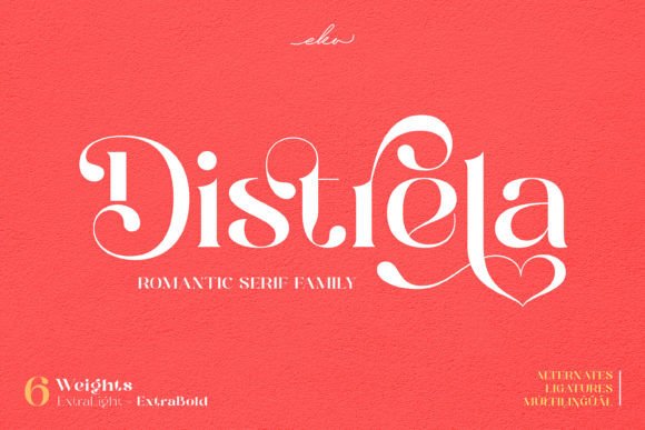 Distrela: A Romantic Serif Font for Editorial Design